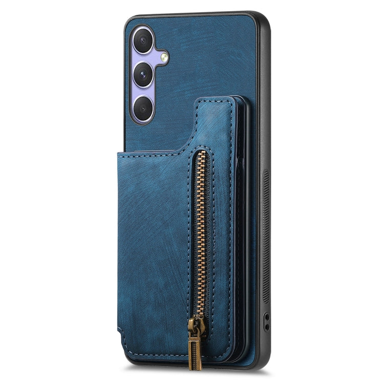 For Samsung Galaxy S25 Ultra 5G Retro Leather Zipper Wallet Back Phone Case(Blue) - Galaxy S25 Ultra 5G Cases by PMC Jewellery | Online Shopping South Africa | PMC Jewellery | Buy Now Pay Later Mobicred