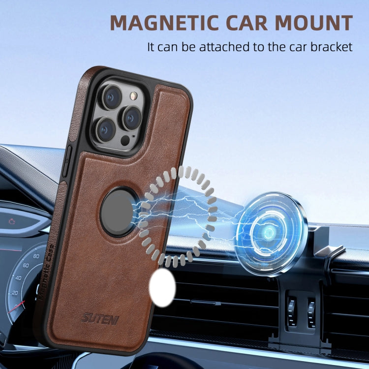 For iPhone 16 Pro Suteni G1 Magsafe Leather Back Phone Case(Blue) - free shipping - PMC Jewellery - Order now!
