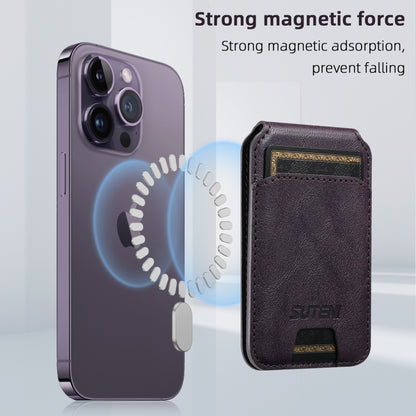 Suteni S2 Phone Magnetic Card Case Card Sleeve MagSafe Magnetic Coil PU Leather(Purple) -  by Suteni | Online Shopping South Africa | PMC Jewellery | Buy Now Pay Later Mobicred