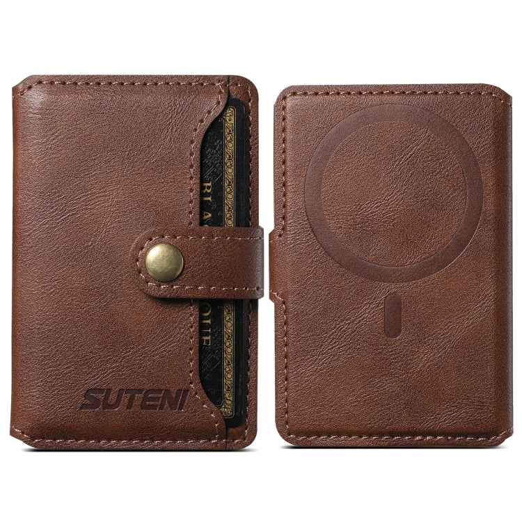 Suteni S2 Phone Magnetic Card Case Card Sleeve MagSafe Magnetic Coil PU Leather(Brown) - Others Accessories by Suteni | Online Shopping South Africa | PMC Jewellery | Buy Now Pay Later Mobicred