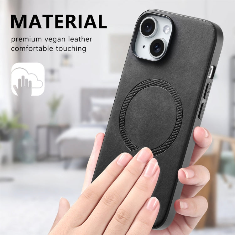 For iPhone 16 Plus Solid Color Retro Magsafe PU Back Cover Phone Case(Black) - free shipping - PMC Jewellery - Order now!