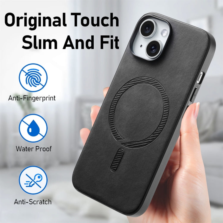 For iPhone 16 Plus Solid Color Retro Magsafe PU Back Cover Phone Case(Black) - free shipping - PMC Jewellery - Order now!