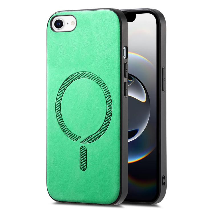 For iPhone 16e Solid Color Retro Magsafe PU Back Cover Phone Case(Green) - iPhone 16e Cases by PMC TechLife | Online Shopping South Africa | PMC TechLife | Buy Now Pay Later Mobicred