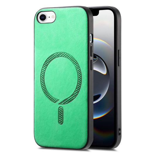 For iPhone 16e Solid Color Retro Magsafe PU Back Cover Phone Case(Green) - iPhone 16e Cases by PMC Jewellery | Online Shopping South Africa | PMC Jewellery | Buy Now Pay Later Mobicred