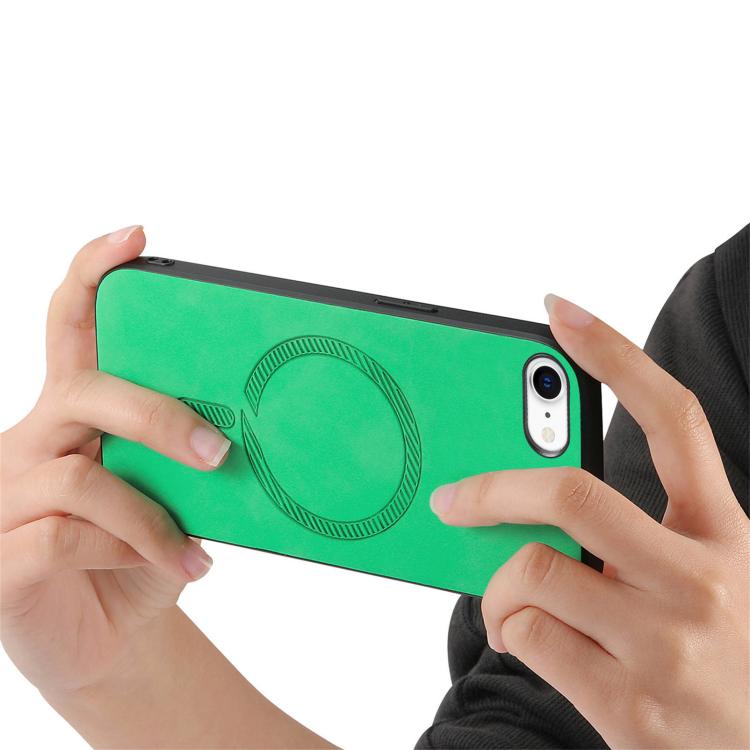 For iPhone 16e Solid Color Retro Magsafe PU Back Cover Phone Case(Green) - iPhone 16e Cases by PMC TechLife | Online Shopping South Africa | PMC TechLife | Buy Now Pay Later Mobicred