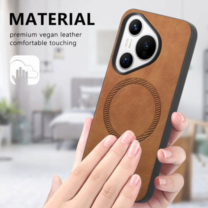 For Huawei Pura 70 Ultra Solid Color Retro Magsafe PU Back Cover Phone Case(Brown) - Huawei Cases by PMC Jewellery | Online Shopping South Africa | PMC Jewellery | Buy Now Pay Later Mobicred