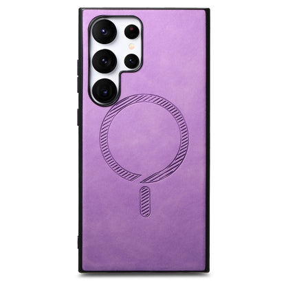 For Samsung Galaxy S25+ 5G Solid Color Retro Magsafe PU Back Cover Phone Case(Purple) - Galaxy S25+ 5G Cases by PMC Jewellery | Online Shopping South Africa | PMC Jewellery | Buy Now Pay Later Mobicred