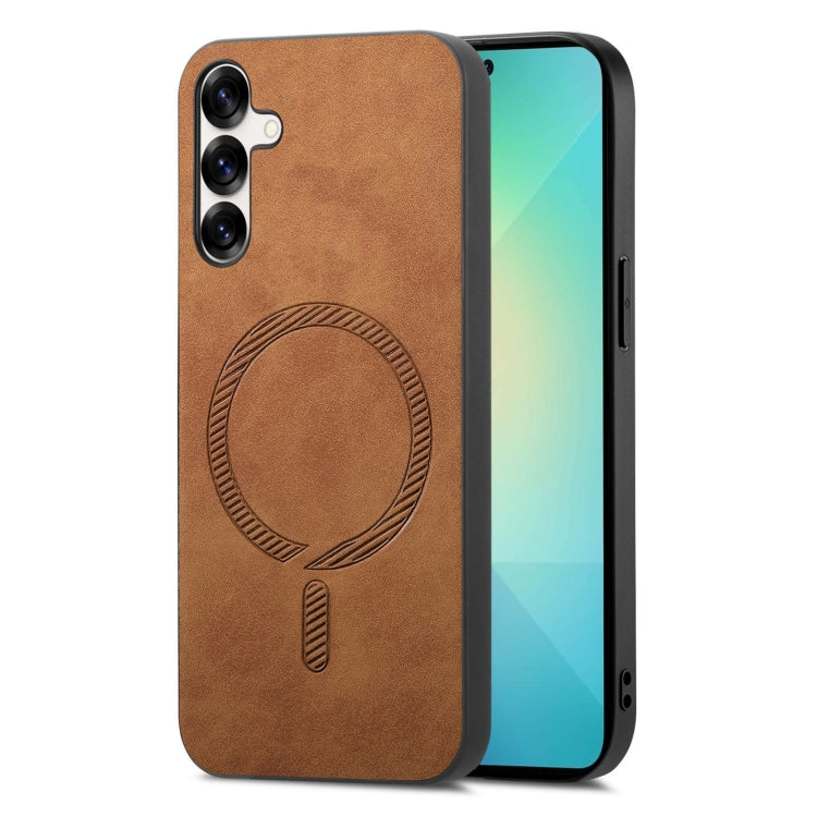 For Samsung Galaxy S25+ 5G Solid Color Retro Magsafe PU Back Cover Phone Case(Brown) - Galaxy S25+ 5G Cases by PMC Jewellery | Online Shopping South Africa | PMC Jewellery | Buy Now Pay Later Mobicred