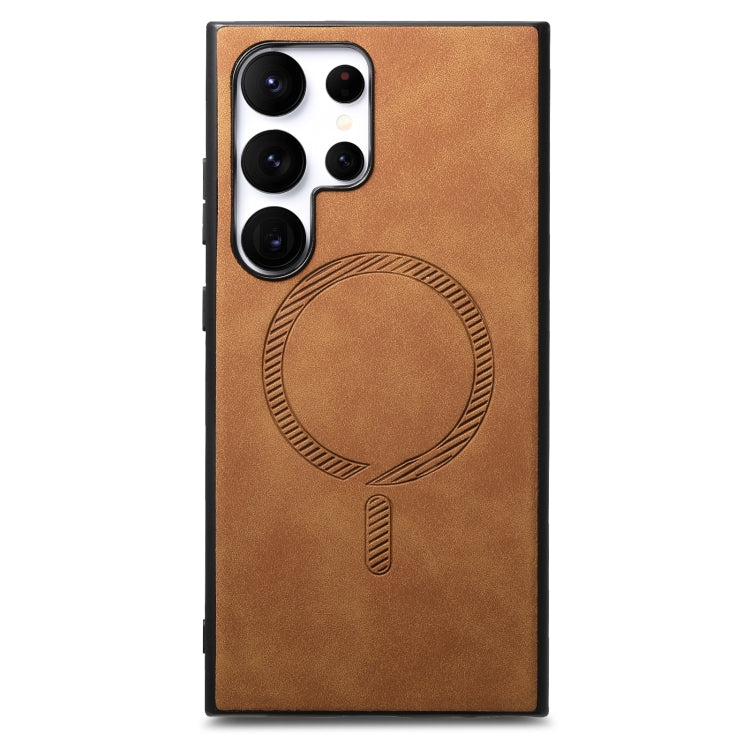 For Samsung Galaxy S25 Ultra 5G Solid Color Retro Magsafe PU Back Cover Phone Case(Brown) - Galaxy S25 Ultra 5G Cases by PMC Jewellery | Online Shopping South Africa | PMC Jewellery | Buy Now Pay Later Mobicred