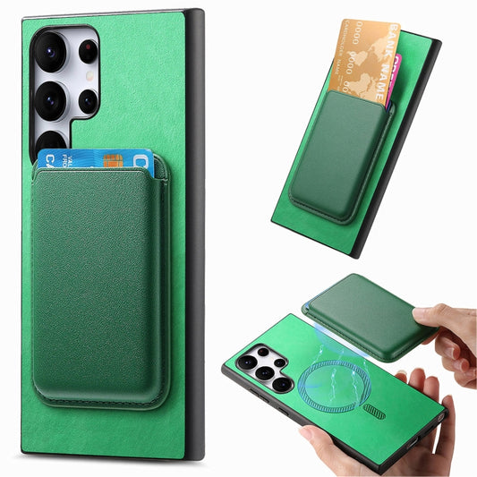 For Samsung Galaxy S25 Ultra 5G Retro Magsafe Card Bag PU Back Cover Phone Case(Green) - Galaxy S25 Ultra 5G Cases by PMC Jewellery | Online Shopping South Africa | PMC Jewellery | Buy Now Pay Later Mobicred