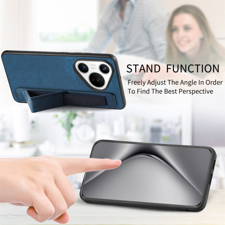 For Huawei Pura 70 Retro Wristband Holder Leather Back Phone Case(Blue) - Huawei Cases by PMC Jewellery | Online Shopping South Africa | PMC Jewellery | Buy Now Pay Later Mobicred