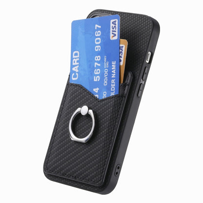 For Honor Magic6 Pro Carbon Fiber Card Wallet Ring Phone Case(Black) - Honor Cases by PMC Jewellery | Online Shopping South Africa | PMC Jewellery | Buy Now Pay Later Mobicred