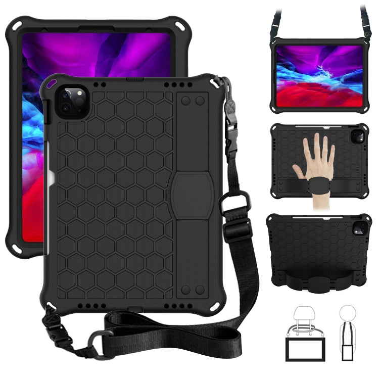 For iPad Air 11 2025 / 2024 Honeycomb EVA Hybrid PC Tablet Case with Strap(Black+Black) - iPad Air 11 2025 / 2024 Cases by PMC TechLife | Online Shopping South Africa | PMC TechLife | Buy Now Pay Later Mobicred
