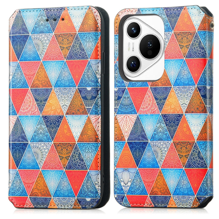 For Huawei Pura 70 CaseNeo Colorful Magnetic Leather Phone Case(Rhombus Mandala) - Huawei Cases by PMC Jewellery | Online Shopping South Africa | PMC Jewellery | Buy Now Pay Later Mobicred