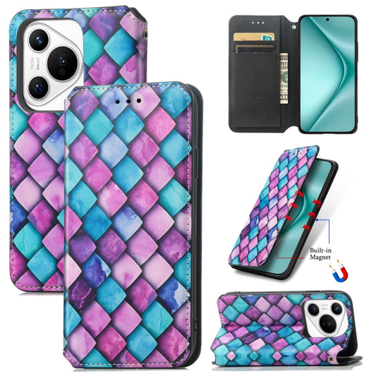 For Huawei Pura 70 CaseNeo Colorful Magnetic Leather Phone Case(Purple Scales) - Huawei Cases by PMC Jewellery | Online Shopping South Africa | PMC Jewellery | Buy Now Pay Later Mobicred