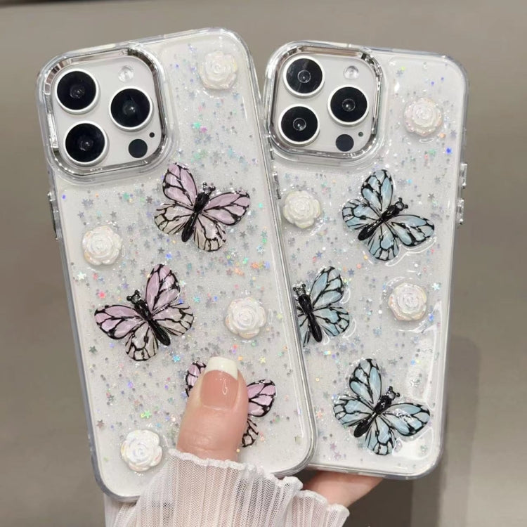 For iPhone 16 Pro Glitter 3D Butterfly TPU Phone Case(Gold) - iPhone 16 Pro Cases by PMC Jewellery | Online Shopping South Africa | PMC Jewellery | Buy Now Pay Later Mobicred