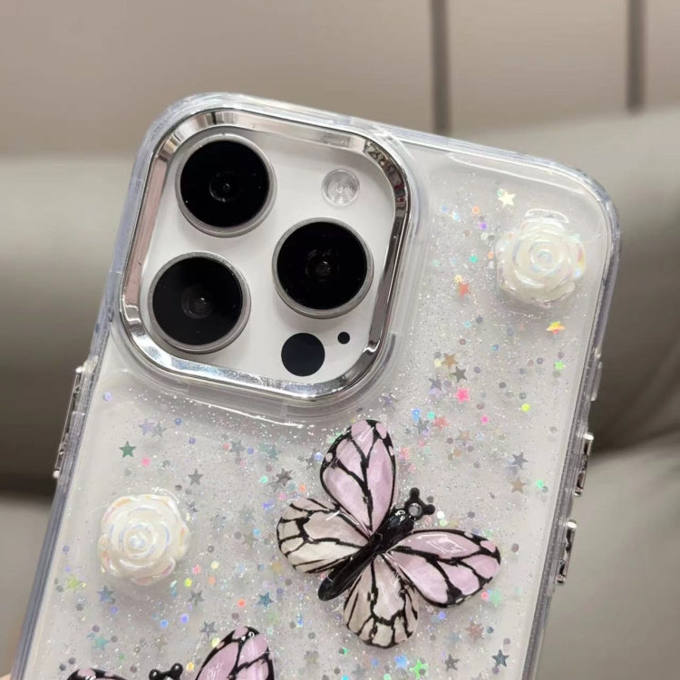 For iPhone 16 Pro Glitter 3D Butterfly TPU Phone Case(Gold) - iPhone 16 Pro Cases by PMC Jewellery | Online Shopping South Africa | PMC Jewellery | Buy Now Pay Later Mobicred