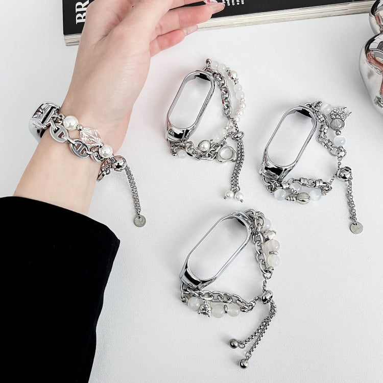 For Xiaomi Mi Band 7 Crystal Beaded Onyx Watch Band(Silver+Crystal Bead) - free shipping - PMC TechLife - Order now!