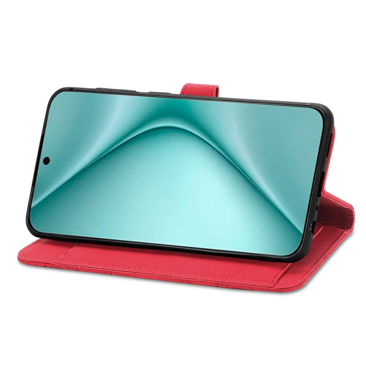 For Huawei Pura 70 Embossed Flower Zipper Leather Phone Case(Red) - Huawei Cases by PMC Jewellery | Online Shopping South Africa | PMC Jewellery | Buy Now Pay Later Mobicred