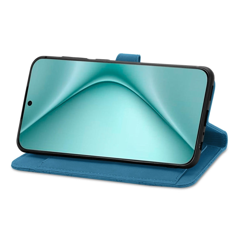 For Huawei Pura 70 Pro Embossed Flower Zipper Leather Phone Case(Blue) - free shipping - PMC Jewellery - Order now!