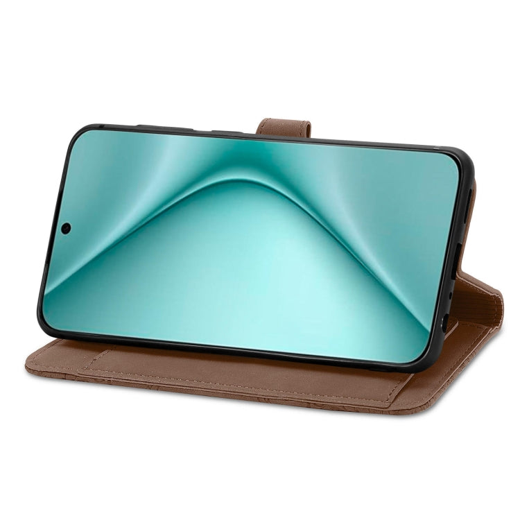 For Huawei Pura 70 Pro Embossed Flower Zipper Leather Phone Case(Brown) - Huawei Cases by PMC Jewellery | Online Shopping South Africa | PMC Jewellery | Buy Now Pay Later Mobicred