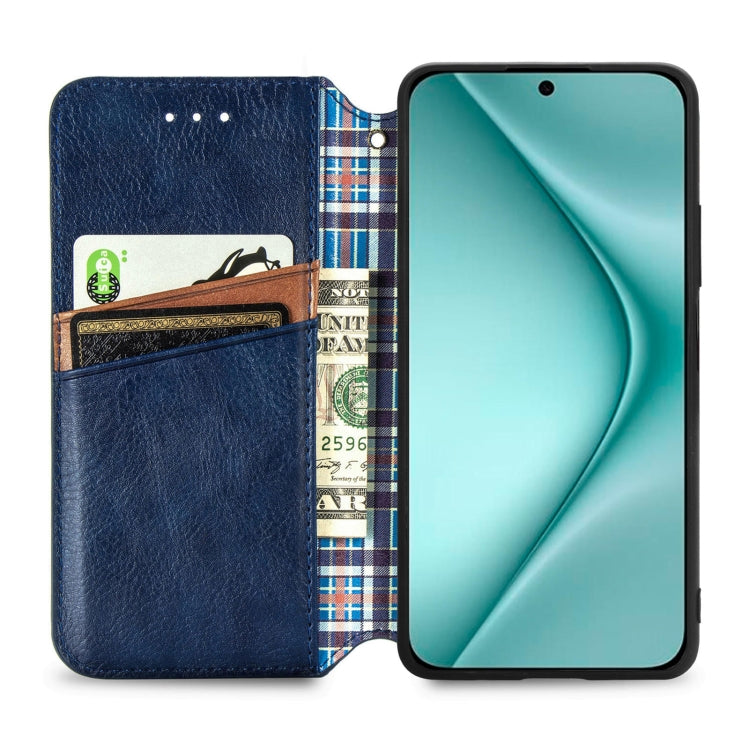 For Huawei Pura 70 Pro Cubic Grid Pressed Magnetic Leather Phone Case(Blue) - Huawei Cases by PMC Jewellery | Online Shopping South Africa | PMC Jewellery | Buy Now Pay Later Mobicred