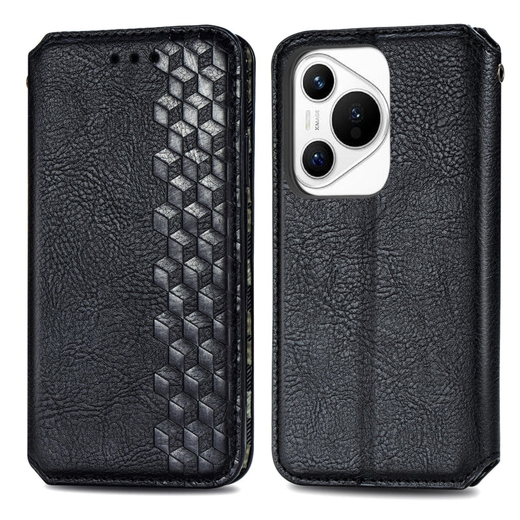 For Huawei Pura 70 Pro Cubic Grid Pressed Magnetic Leather Phone Case(Black) - Huawei Cases by PMC Jewellery | Online Shopping South Africa | PMC Jewellery | Buy Now Pay Later Mobicred