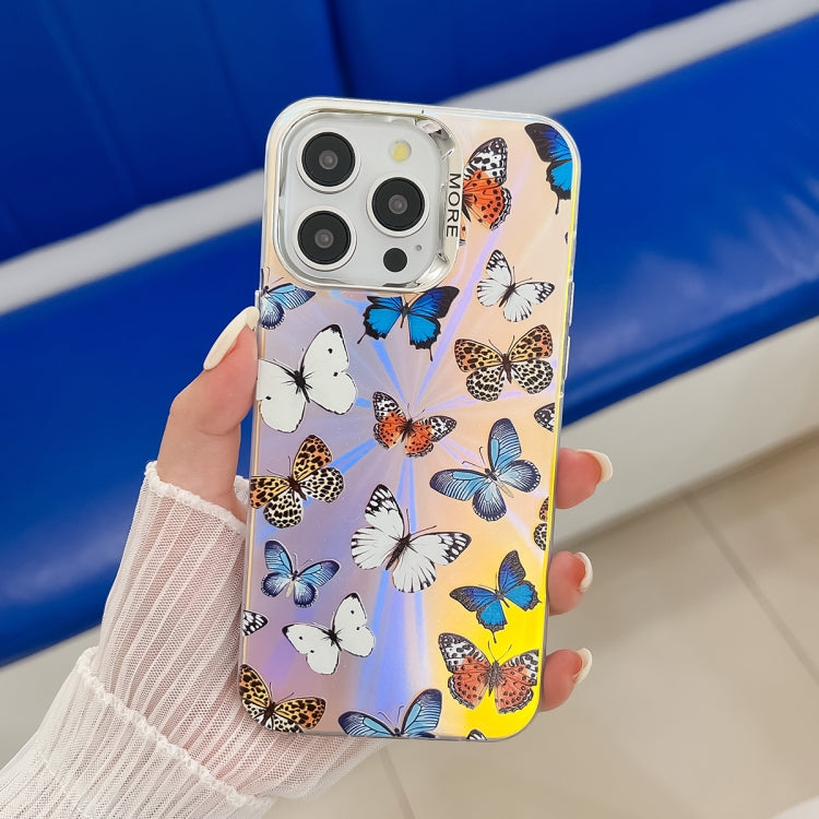 For iPhone 16 Pro Electroplating Laser Butterfly Phone Case(Color Butterflies AB1) - iPhone 16 Pro Cases by PMC TechLife | Online Shopping South Africa | PMC TechLife | Buy Now Pay Later Mobicred
