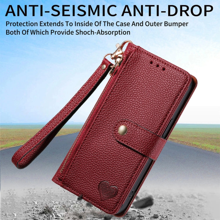 For Samsung Galaxy S25+ 5G Love Zipper Lanyard Leather Phone Case(Brown) - Galaxy S25+ 5G Cases by PMC TechLife | Online Shopping South Africa | PMC TechLife | Buy Now Pay Later Mobicred