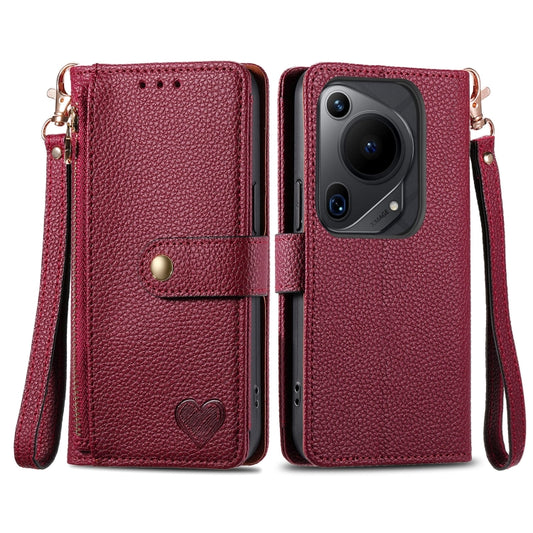 For Huawei Pura 70 Ultra Love Zipper Lanyard Leather Phone Case(Red) - Huawei Cases by PMC Jewellery | Online Shopping South Africa | PMC Jewellery | Buy Now Pay Later Mobicred