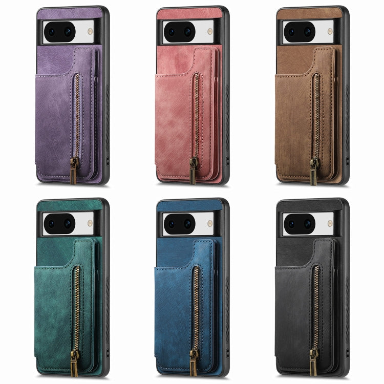 For Google Pixel 9 / 9 Pro Retro Leather Zipper Wallet Back Phone Case(Pink) - Google Cases by PMC TechLife | Online Shopping South Africa | PMC TechLife | Buy Now Pay Later Mobicred