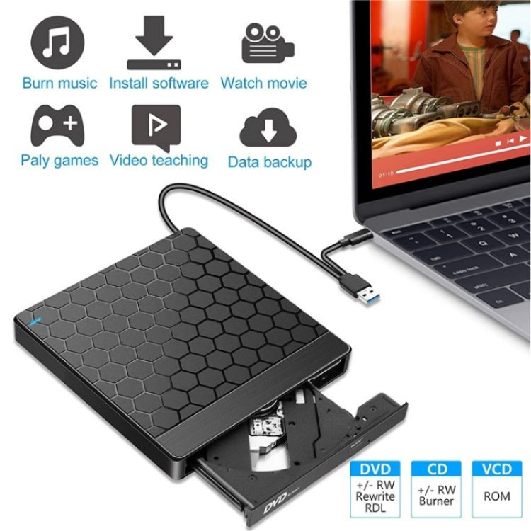 042  Football Pattern USB3.0 / Type-C Computer Laptop External Optical Drive Burner DVD Burner - Rewritable Drive by PMC Jewellery | Online Shopping South Africa | PMC Jewellery | Buy Now Pay Later Mobicred