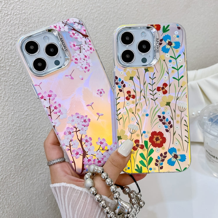 For iPhone 16 Electroplating Laser Flower Phone Case with Wrist Strap(Chrysanthemum AH5) - iPhone 16 Cases by PMC Jewellery | Online Shopping South Africa | PMC Jewellery | Buy Now Pay Later Mobicred