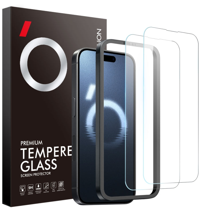 For iPhone 16 Pro NORTHJO 2pcs A++ Screen Protector Tempered Glass Film with Installation Frame - iPhone 16 Pro Tempered Glass by NORTHJO | Online Shopping South Africa | PMC TechLife | Buy Now Pay Later Mobicred
