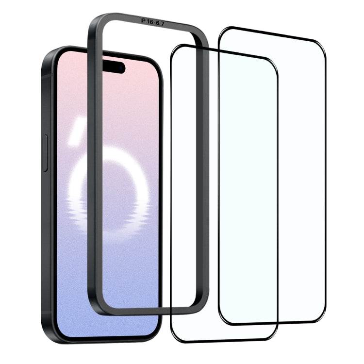 For iPhone 16 Plus NORTHJO 2pcs A++ Tempered Glass Film with Installation Frame - iPhone 16 Plus Tempered Glass by NORTHJO | Online Shopping South Africa | PMC TechLife | Buy Now Pay Later Mobicred
