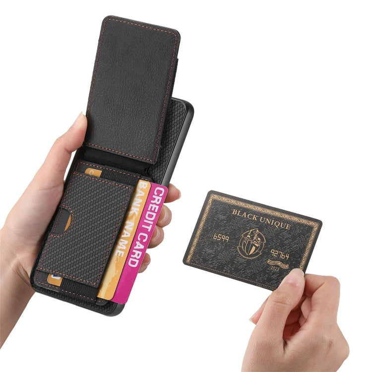 For OnePlus Nord CE3 Carbon Fiber Vertical Flip Wallet Stand Phone Case(Black) - OnePlus Cases by PMC TechLife | Online Shopping South Africa | PMC TechLife | Buy Now Pay Later Mobicred