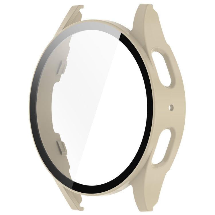 For Samsung Galaxy Watch 7 40mm PC+Tempered Film Integrated Waterproof Watch Protective Case(Ivory) - Watch Cases by PMC Jewellery | Online Shopping South Africa | PMC Jewellery | Buy Now Pay Later Mobicred