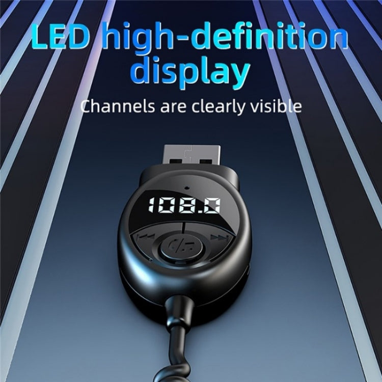 W8 With Telescopic Cable Car Audio Adapter Bluetooth Receiver FM Transmitter - Bluetooth Car Kits by PMC TechLife | Online Shopping South Africa | PMC TechLife | Buy Now Pay Later Mobicred