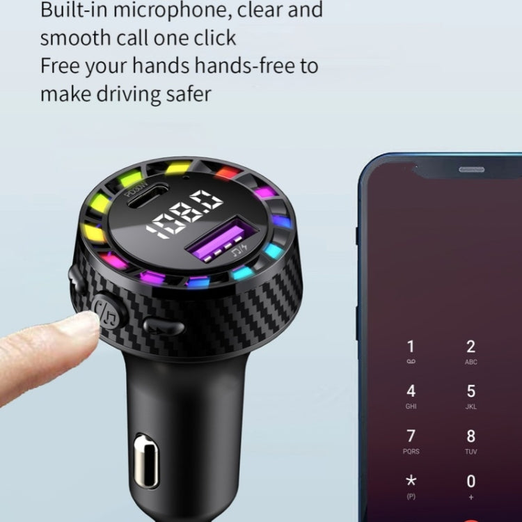 C55 With Breathing Light Bluetooth FM Transmitter USB+Type-C Car Fast Charger - Car Charger by PMC Jewellery | Online Shopping South Africa | PMC Jewellery | Buy Now Pay Later Mobicred