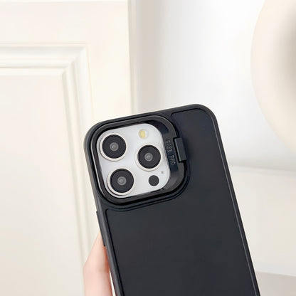 For iPhone 16 Lens Frame Holder Shockproof Phone Case(Black) - iPhone 16 Cases by PMC Jewellery | Online Shopping South Africa | PMC Jewellery | Buy Now Pay Later Mobicred