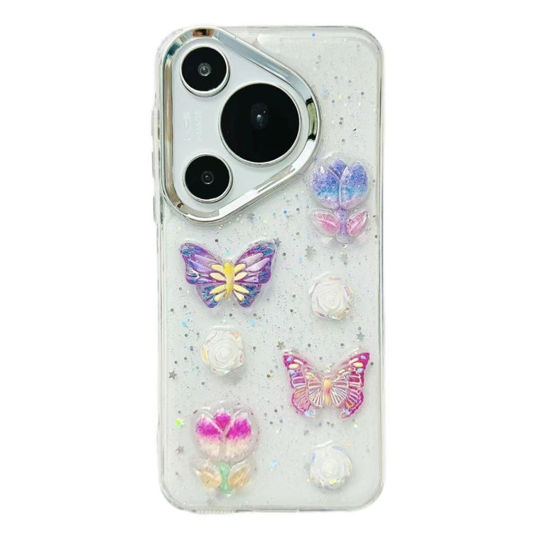 For Huawei Pura 70 Pro 3D Colorful Crystal Butterfly TPU Phone Case(Buterfly Flowers) - Huawei Cases by PMC Jewellery | Online Shopping South Africa | PMC Jewellery | Buy Now Pay Later Mobicred