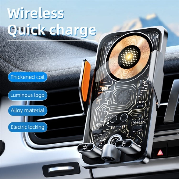 C1 Car Wireless 66W Fast Charger Phone Holder Infrared Sensor Punk Style(Silver) - Car Charger by PMC TechLife | Online Shopping South Africa | PMC TechLife | Buy Now Pay Later Mobicred