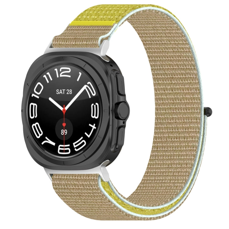 For Samsung Galaxy Watch Ultra 47mm Loop Nylon Hook and Loop Fastener Watch Band(Khaki Yellow) - Watch Bands by PMC Jewellery | Online Shopping South Africa | PMC Jewellery | Buy Now Pay Later Mobicred