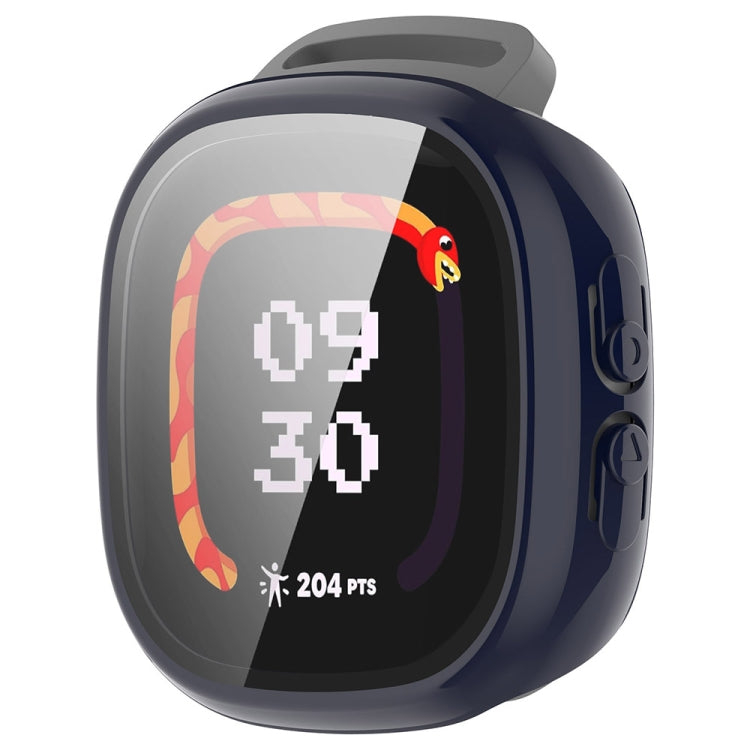 For Fitbit Ace LTE  PC + Tempered Glass Film Integrated Watch Protective Case(Ink Blue) - Watch Cases by PMC TechLife | Online Shopping South Africa | PMC TechLife | Buy Now Pay Later Mobicred