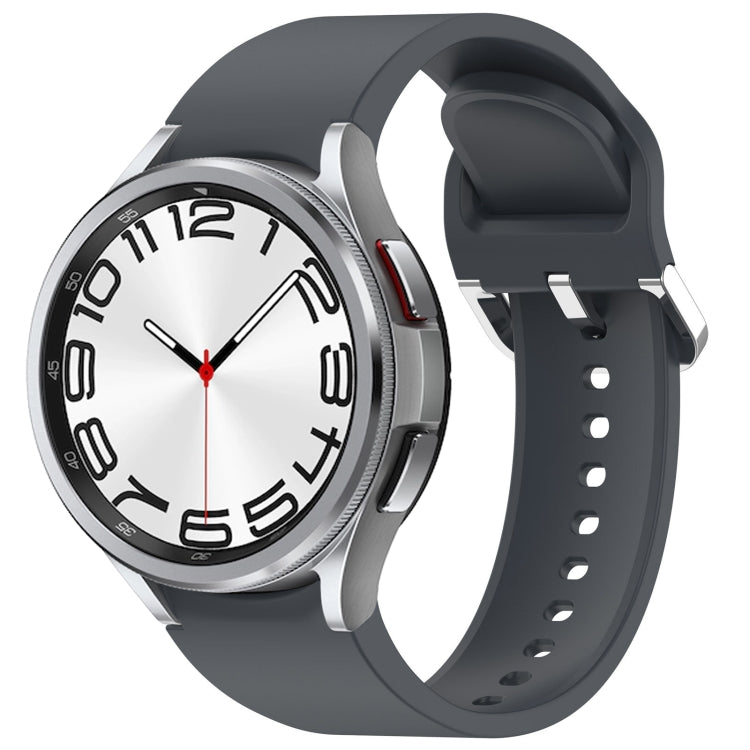For Samsung Galaxy Watch 6 Classic 47mm Solid Color Silver Buckle Quick Release Silicone Watch Band(Grey) - free shipping - PMC TechLife - Order now!