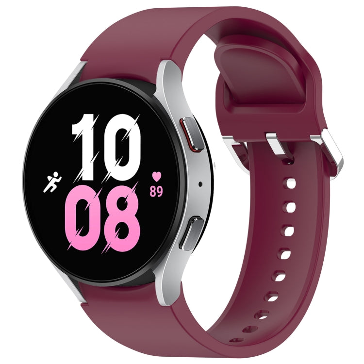 For Samsung Galaxy Watch 5  44mm Solid Color Silver Buckle Quick Release Silicone Watch Band(Wine Red) - free shipping - PMC TechLife - Order now!