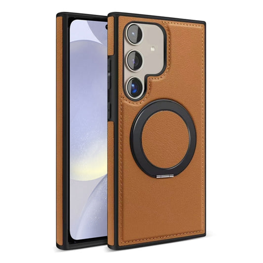 For Samsung Galaxy S24+ 5G Yashi 360 Degree Rotating MagSafe Bracket Phone Case(Brown) - Galaxy S24+ 5G Cases by PMC Jewellery | Online Shopping South Africa | PMC Jewellery | Buy Now Pay Later Mobicred