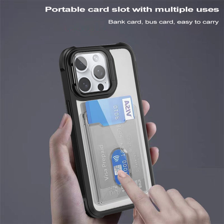 For iPhone 16 Pro Max Card Bag Holder Acrylic Hybrid TPU Phone Case(White) - iPhone 16 Pro Max Cases by PMC Jewellery | Online Shopping South Africa | PMC Jewellery | Buy Now Pay Later Mobicred