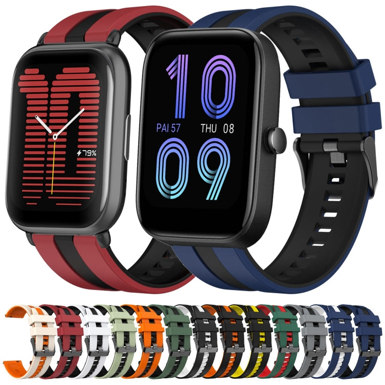 For Amazfit Active 20mm Two-Color Sports Silicone Watch Band(Red+Black) - free shipping - PMC TechLife - Order now!