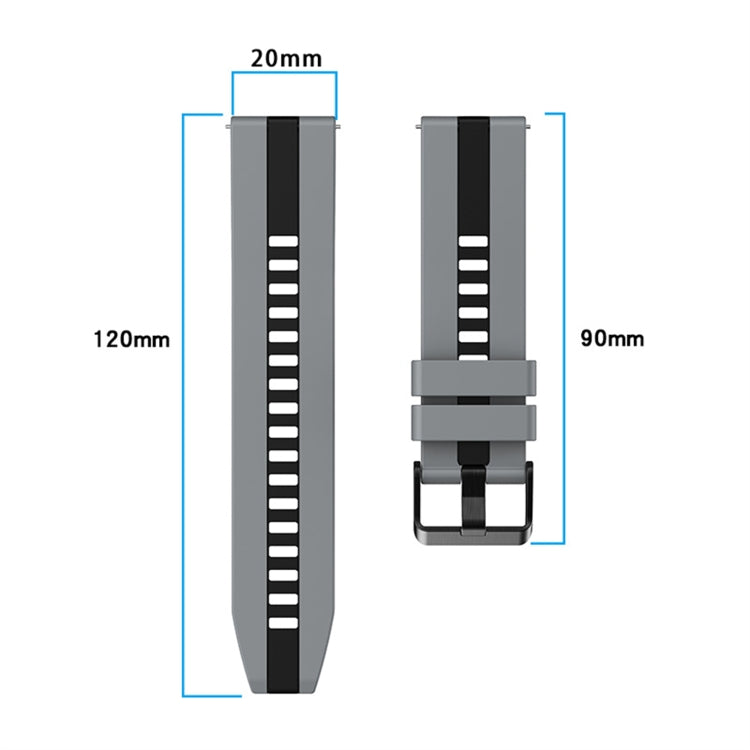 For Amazfit Active 20mm Two-Color Sports Silicone Watch Band(Black+White) - free shipping - PMC TechLife - Order now!